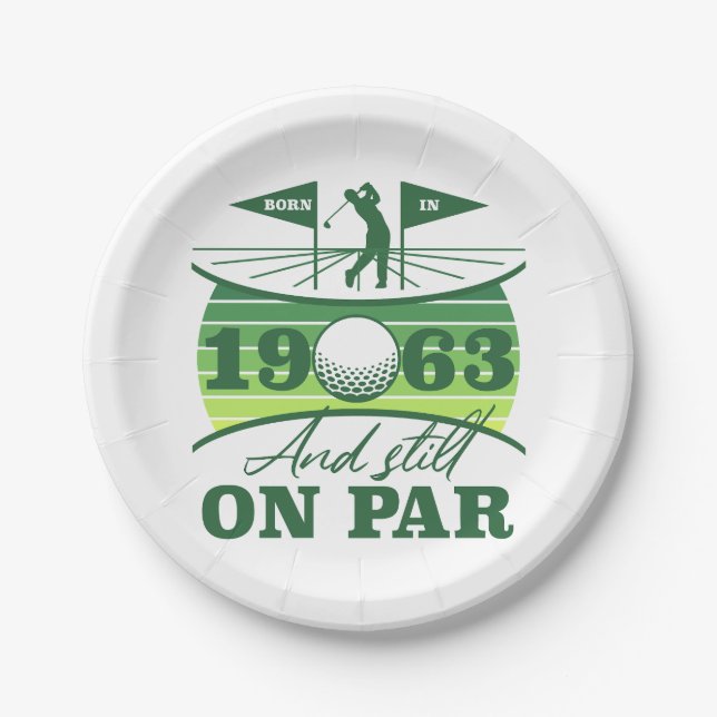 Plato De Papel Funny 1963 Golfer 60º cumpleaños (Anverso)