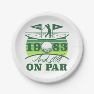 Plato De Papel Funny 1983 Golfer 40º cumpleaños