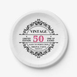 Plato De Papel Funny 50.º cumpleaños de hito de cosecha