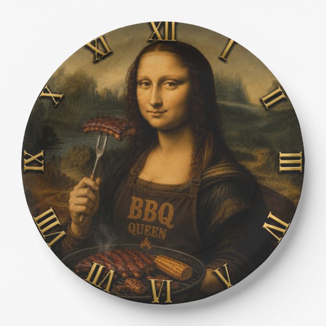 Plato De Papel Funny BBQ Mona Lisa (Anverso)