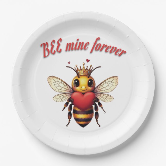Plato De Papel Funny Bee Pun Valentine  (Anverso)