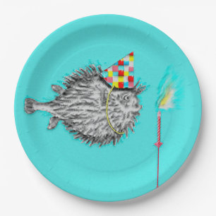 Plato De Papel Funny Birthday Blowfish Fiesta