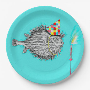 Plato De Papel Funny Birthday Fish Wish