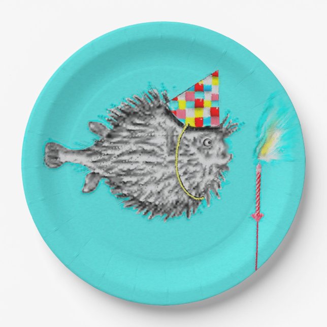 Plato De Papel Funny Birthday Fish Wish (Anverso)