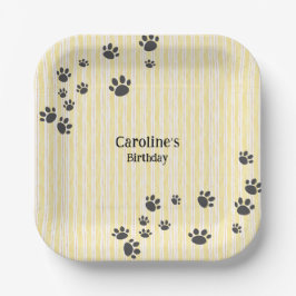 Plato De Papel Funny Black Cat Paws Animal Lover Cumpleaños