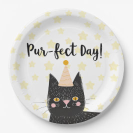 Plato De Papel Funny Black Cat Perfect Day Birday