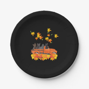 Plato De Papel Funny Black Cats Truck Autumn Pumpkin Maple Leaf