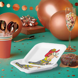 Plato De Papel Funny bombero con el responsable de emergencias de