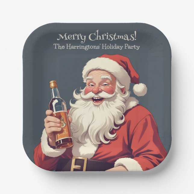 Plato De Papel Funny Borrk Santa (Anverso)