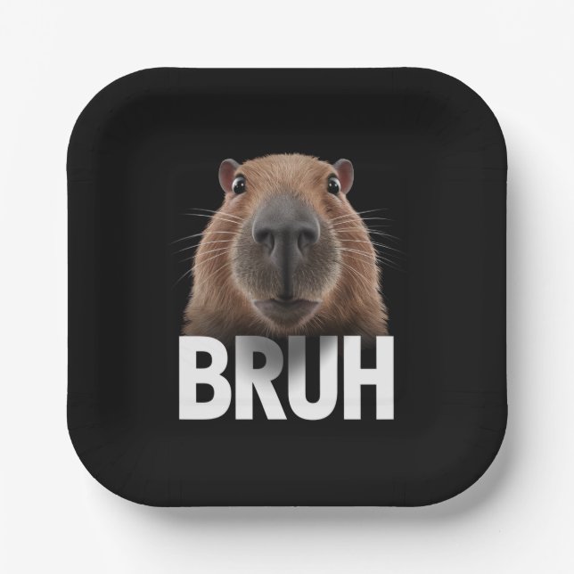 Plato De Papel Funny Capybara Bruh (Anverso)