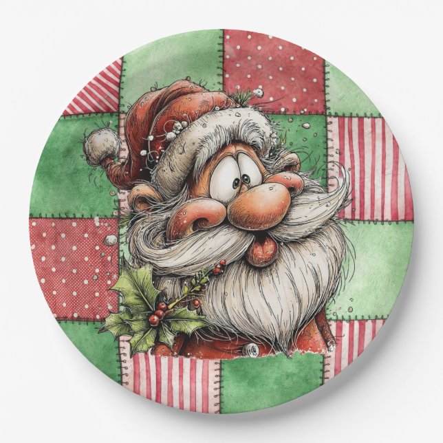 Plato De Papel Funny Cartoon Laughing Santa  (Anverso)