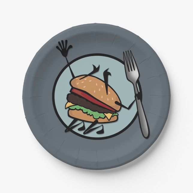 PLATO DE PAPEL FUNNY CHEESEBURGER PAPER PLATE (Anverso)