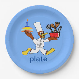 Plato De Papel Funny Chef Azul Claro Ducky Kazoo Papel Placa