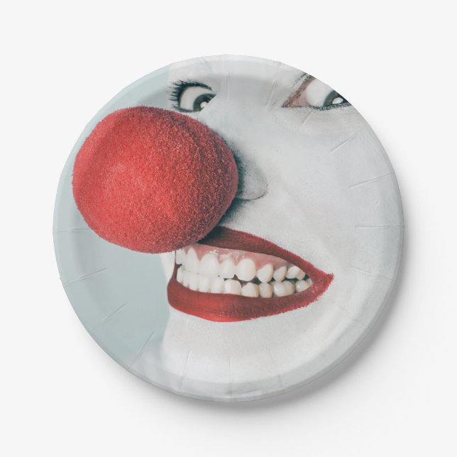 Plato De Papel Funny Clown Face Cumpleaños (Anverso)
