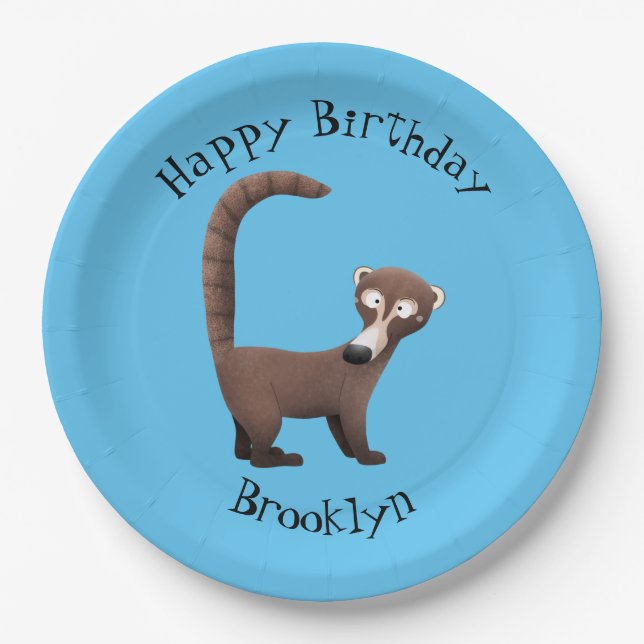 Plato De Papel Funny coatimundi personalizado cumpleaños personal (Anverso)
