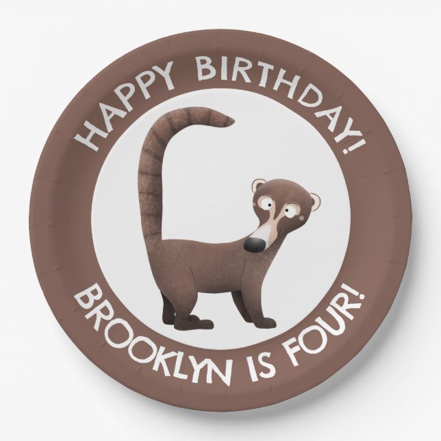 Plato De Papel Funny coatimundi personalizado cumpleaños personal (Anverso)