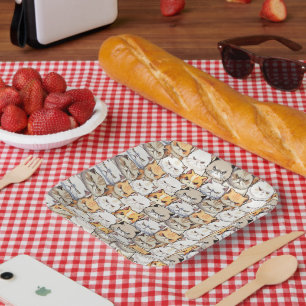 Plato De Papel Funny Colorido Moody Cats Patrón mascota de gatito