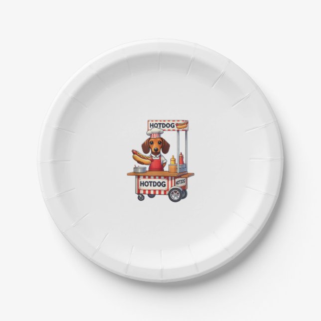 Plato De Papel Funny Dachshund Dog Hotdog Sandwich Weenie Sausage (Anverso)