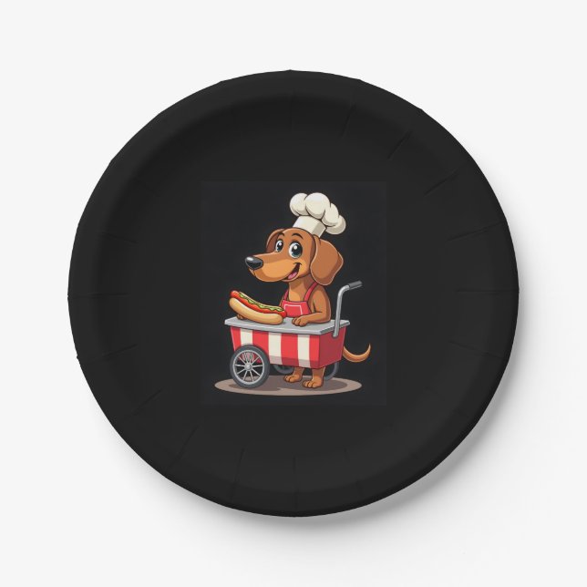 Plato De Papel Funny Dachshund Dog Hotdog Sandwich Weenie Sausage (Anverso)
