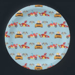 Plato De Papel Funny Dinosaur racing car boy kids Birthday fiesta<br><div class="desc">Funny Dinosaur racing car boy kids Birthday fiesta</div>
