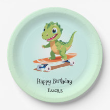 Funny dinosaur Skateboard Birthday party DIY Nombr