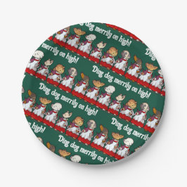 Plato De Papel Funny Dog Choir Ding Dog Xmas Carol Pun Cartoon