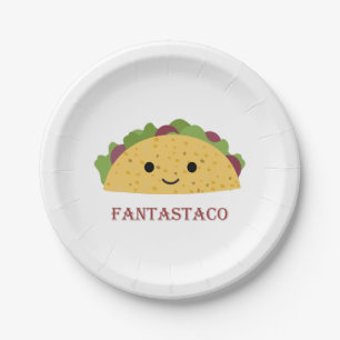 Plato De Papel Funny Fantastaco Taco Pun Cute Kawaii Taco