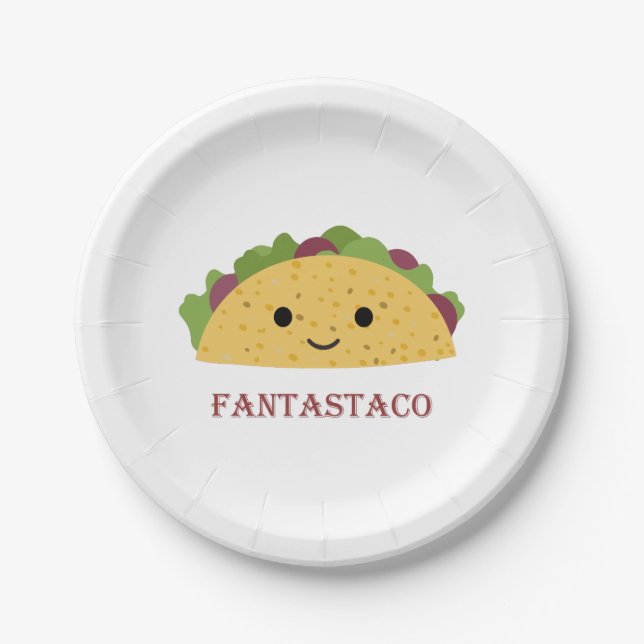 Plato De Papel Funny Fantastaco Taco Pun Cute Kawaii Taco (Anverso)