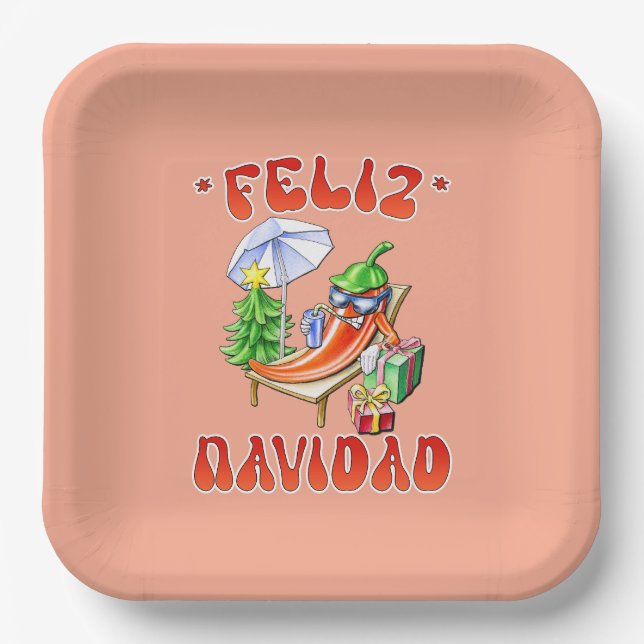 Plato De Papel Funny Feliz Navidad Navidad Chili (Anverso)