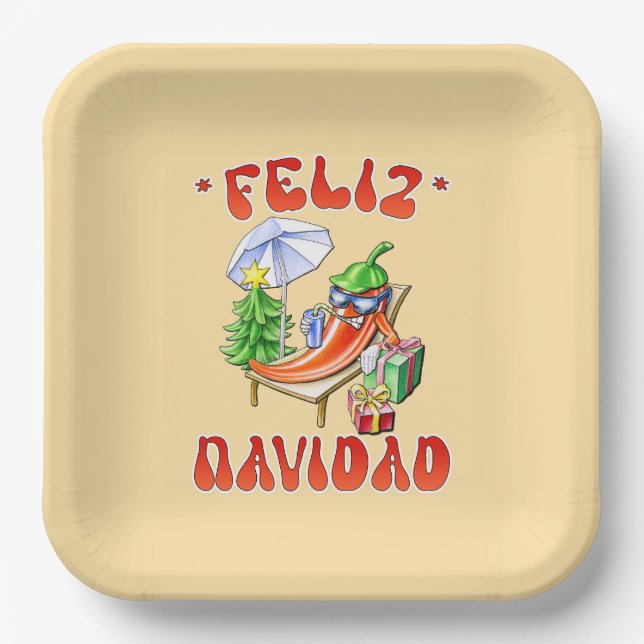 Plato De Papel Funny Feliz Navidad Navidad Chili (Anverso)
