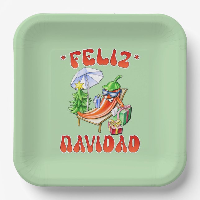 Plato De Papel Funny Feliz Navidad Navidad Chili (Anverso)