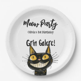 Plato De Papel Funny fiesta de cumpleaños de Black Kitty