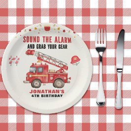 Plato De Papel Funny Firefighter Birthday Boy Party