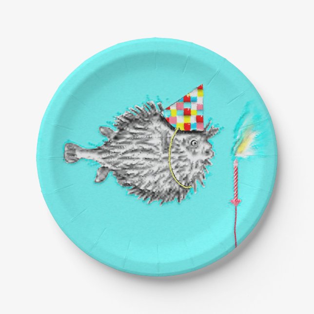 Plato De Papel Funny Fish Birthday (Anverso)