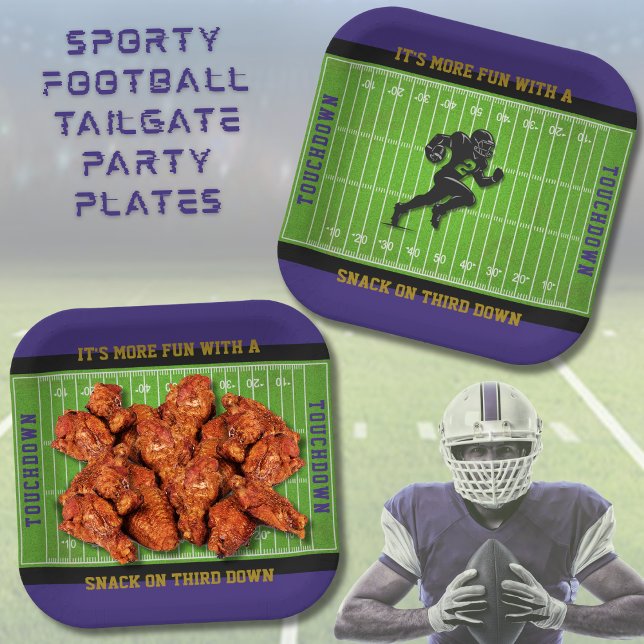Plato De Papel Funny Football Game Day Snack on Third Down (Score big with your guests by serving appetizers and meals on these fun football plates. )