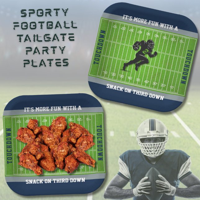 Plato De Papel Funny Football Snack Game Day Party Paper Plate (Snack on Third Down! 🏈 Essential football party plates for a Game Day Touchdown)