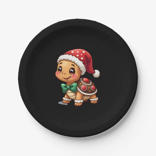 Plato De Papel Funny Gingerbread Man Turtle Christmas Womens Mens (Anverso)