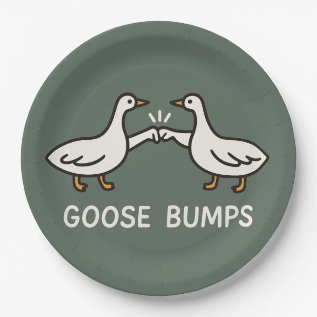 Plato De Papel Funny Goose Bump Personalizado | Fist Bump Geese A (Anverso)