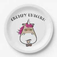 Funny grumpa unicorn placa de papel