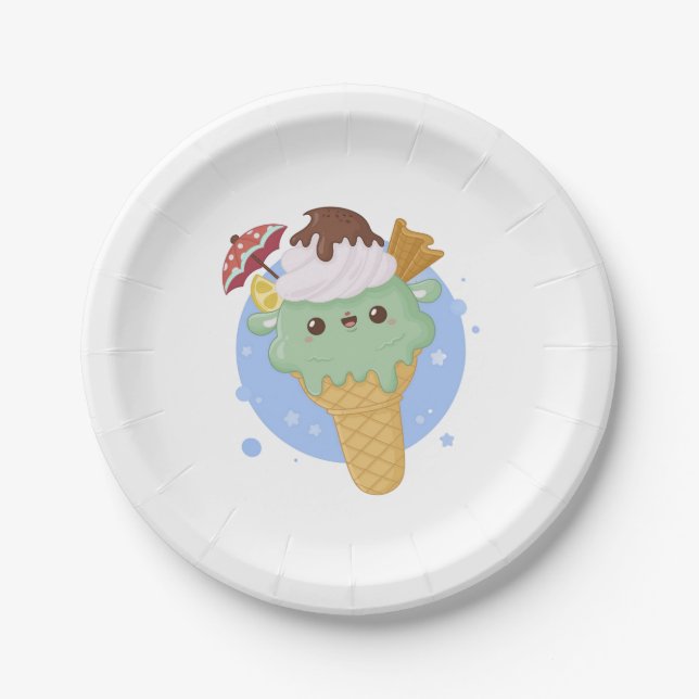 Plato De Papel Funny Guay Cute Ice Cream (Anverso)