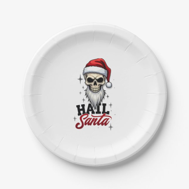 Plato De Papel Funny Hail Santa Claus Skull Skeleton Antichrist C (Anverso)