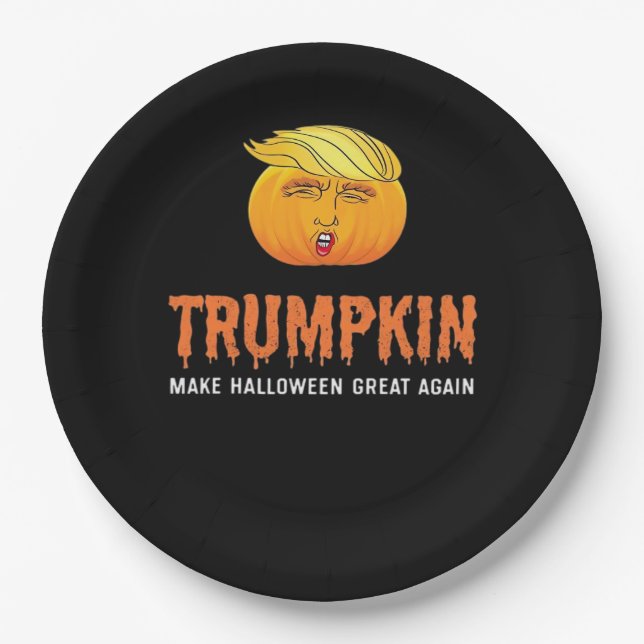Plato De Papel Funny Halloween Trumpkin (Anverso)