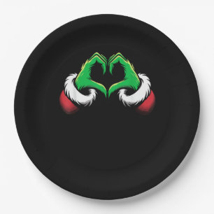 Plato De Papel Funny Heart Hands Navidades