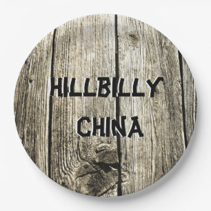 Plato De Papel Funny Hillbilly China Faux Knotty Pine Fence
