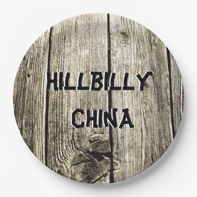Plato De Papel Funny Hillbilly China Faux Knotty Pine Fence (Anverso)