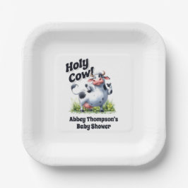 Plato De Papel Funny Holy Cow Baby Shower