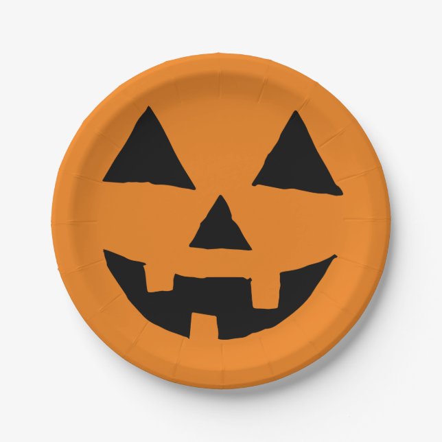 Plato De Papel Funny Jack O Lanter Halloween Arte Simple Jack O (Anverso)