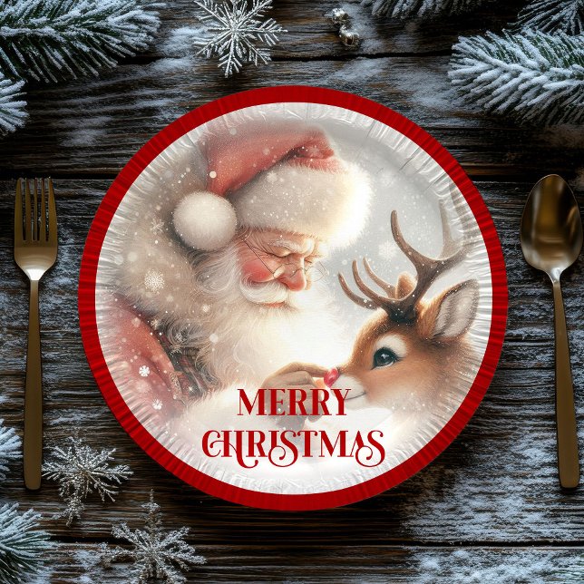 Plato De Papel Funny Kids Holiday Plates Santa Claus Rudolph (Funny Kids Holiday Plates Santa Claus Rudolph)