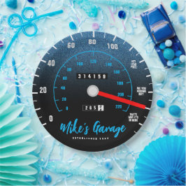 Plato De Papel Funny Manly Odometer Speedometer Blue Purpurina