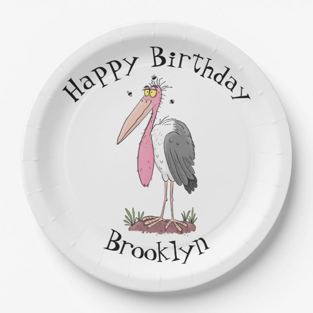 Plato De Papel Funny marabou stork personalizado (Anverso)